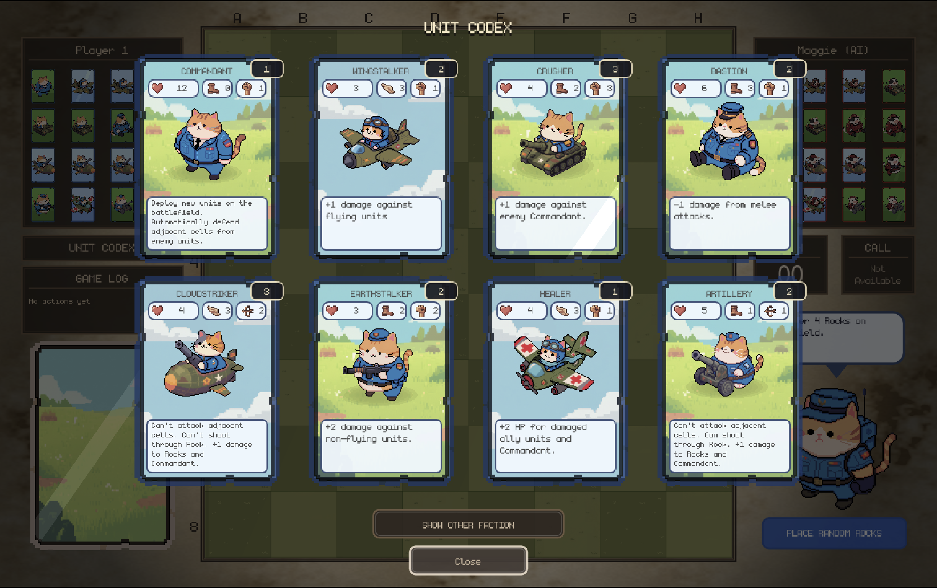 Blue faction unit lineup and roster